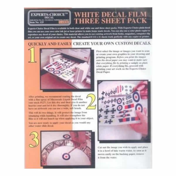 Bare Metal Foil White Decal Film Laser 3pk 125